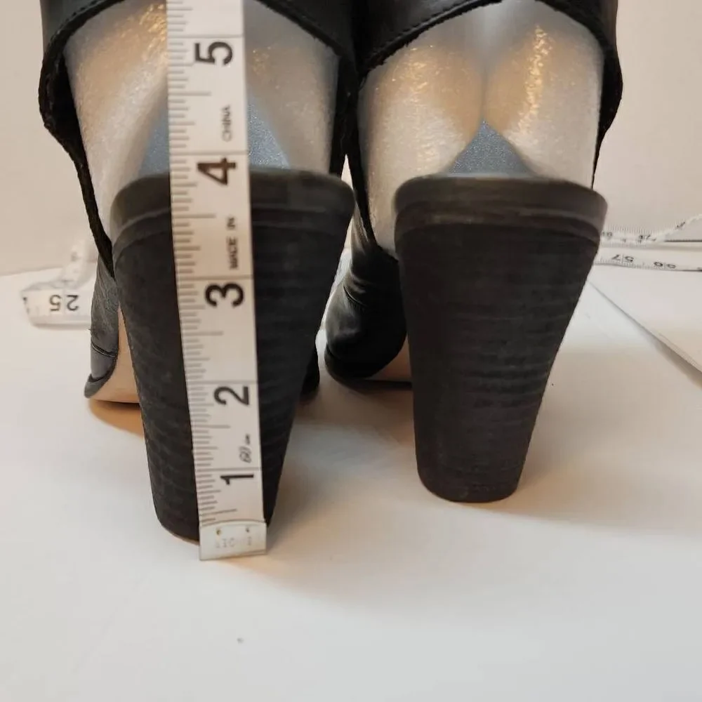 ALDO Booties Size 8.5 Black Full Side Zip Close Toe Open Heel Back One Strap‎